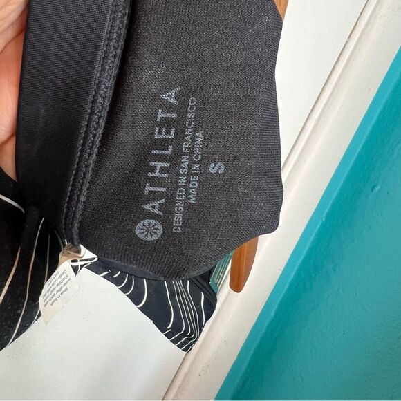 NWT Athleta Black & White Chevron High-Neck Underwire Bikini Top & Bottoms - Picture 9 of 9